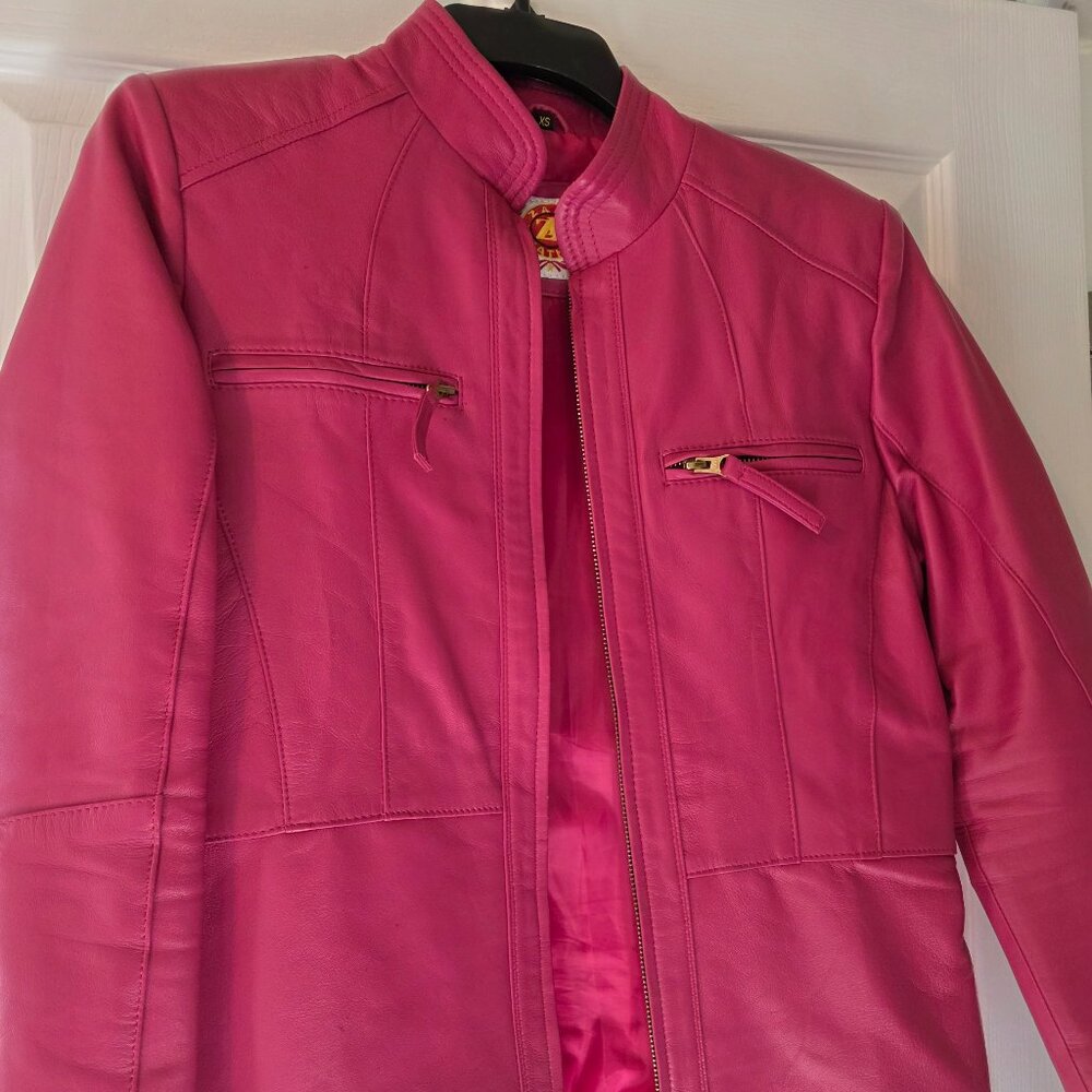 Zafy leather-beautiful pink jacket